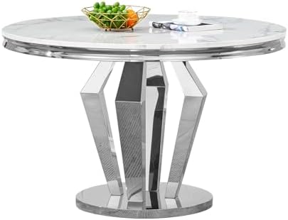 44.88" Round Dining Table Set, Luxury Diamond-Shape Dining Room Table wi...
