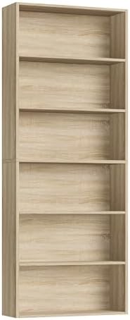 FOTOSOK 6 Tier Tall Bookshelf Bookcase with Open Display Shelves, Light Oak