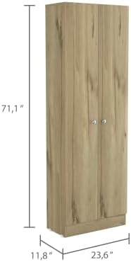71" Tall Kitchen Pantry Cabinet with Storage, 2-Door Cupboard Credenza B...