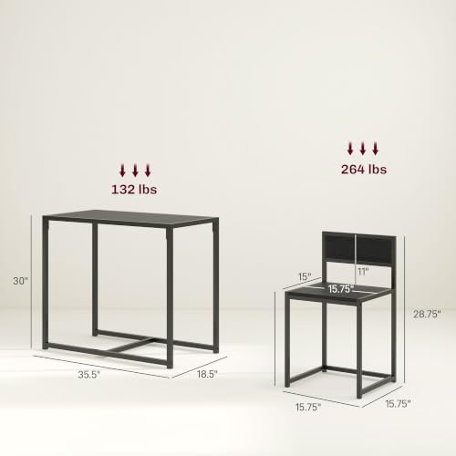 HOMCOM Small Dining Table Set for 2 Compact for Small Spaces, Black