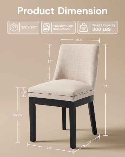 HNY Modern Dining Chairs Set of 6 with Comfortable Back Support, Farmhouse So...