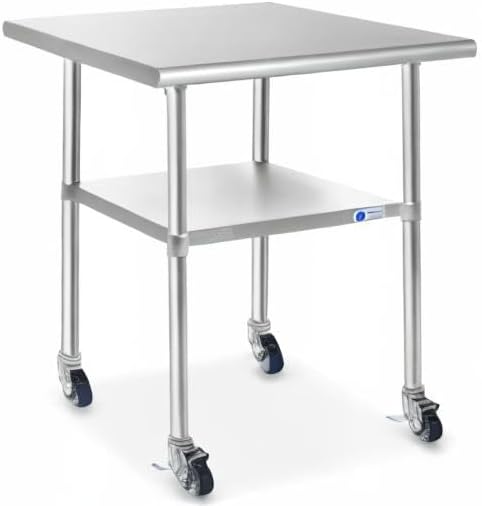 GRIDMANN NSF Stainless Steel Work & Prep Table 36 x 24 Inches with Caster...