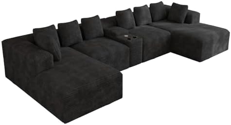 ONEMMLION 143" Oversized Cloud Sectional Couch for Living Room, Black | ...