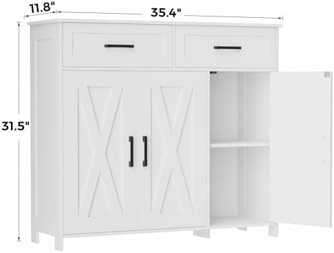 Homhedy Coffee Bar Storage Cabinet with Drawers, Kitchen Buffet Cabinet