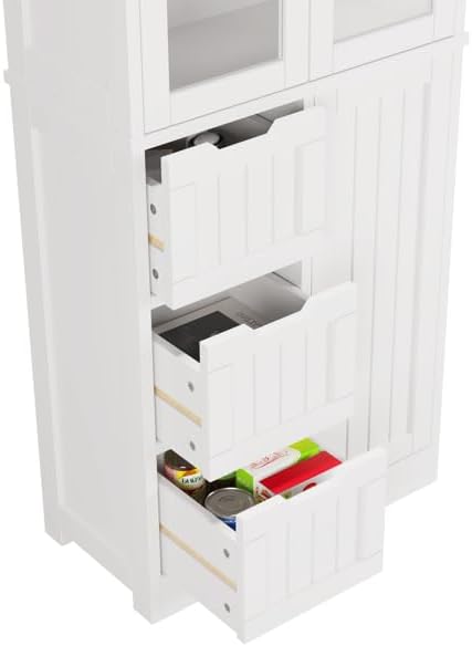 White Kitchen Pantry, Farmhouse Pantry Storage Farmhouse Storage Cabinet with...