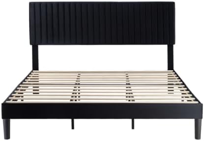 Allewie King Platform Bed Frame, Velvet Upholstered with Adjustable Vertical ...