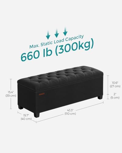 SONGMICS Storage Ottoman Bench, Foot Rest with Legs, Load up to 661.4 lb