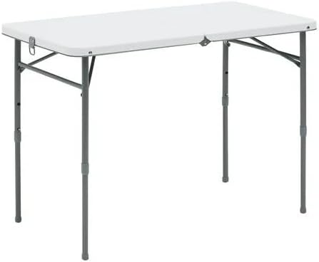 White 40" L x 20" W Plastic Adjustable Height Fold-in-Half Folding ...