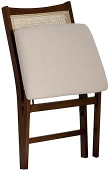 Powell Kasi Brown and Natural Rattan Cane Fully Assembled Foldable Wooden Din...