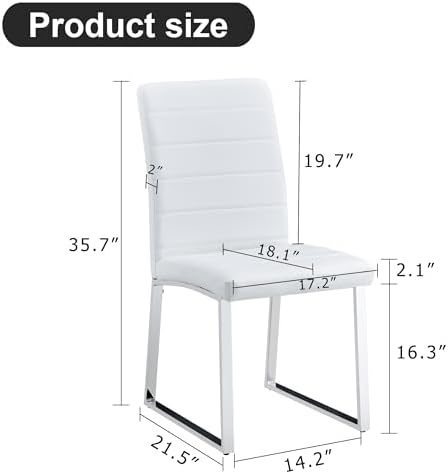Modern Dining Chairs Set of 6, White Faux Leather Kitchen Chairs, Upholstered...