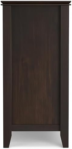SIMPLIHOME Artisan 54" Wide Solid Wood 3-Door Buffet in Dark Chestnut Brown