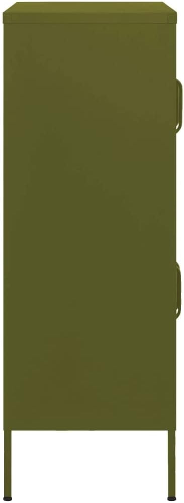 Olive Green Steel Storage Cabinet 13.8"x31.5"x40" Modern 4-Doo...
