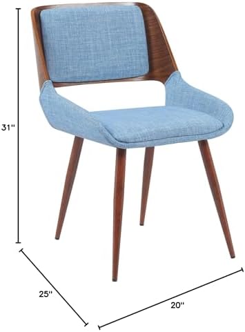 Armen Living Panda Mid-Century Upholstered Dining Chair in Walnut Finish with...