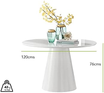 Furniturebox UK Palma White High Gloss Round Dining Table – Modern Pedestal Base – Contemporary 4–6 Seater Kitchen or Dining Room Table