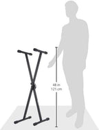 Amazon Basics Keyboard and Piano Stand, Adjustable Height, Portable Single-X-Shape, Black