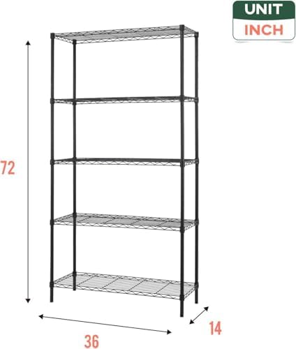 FDW 14" D×36" W×72" H Wire Shelving Unit Commercial Metal Shel...