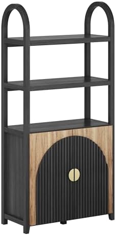 BELLEZE Book Shelf 72" Tall Arched Bookcase with Storage, 5 Tier Mid Cen...