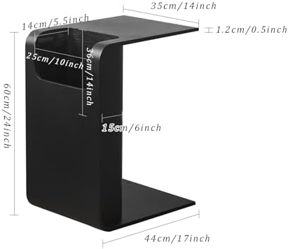 C-Shaped Sofa Side Table with Storage - Narrow End Table for Living Room &amp...
