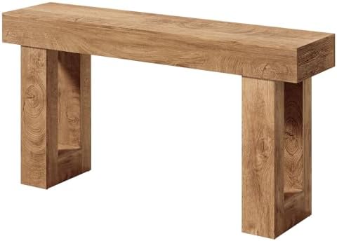 LITTLE TREE 63 Inches Long Console Table for Entryway, Sofa Table Behind Couch, Wooden Entry Table Foyer Hallway Table, Industrial Console Sofa Table for Living Room, Oak Color