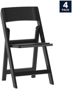 Flash Furniture Hercules Tucker Commercial Black Resin Folding Chair - Lightweight, Vinyl Padded Removable Seat, Indoor Outdoor Use, Event & Wedding Ready, Set of 4