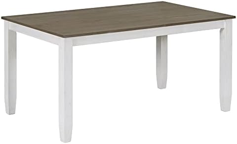 LUMISOL Farmhouse 6 Piece Dining Table Set with Bench, Brown+Whitewash