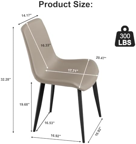 Dining Chairs, Modern PU Leather Dining Room Chair with Sturdy Metal Legs, Up...