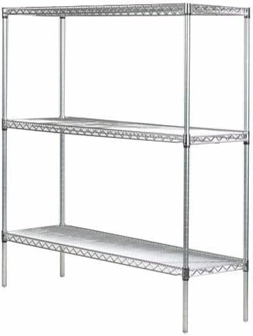 Omega Stainless Steel Shelves, 21" Deep x 42" Wide x 34" High 3 Tier Heavy Duty Wire Shelving Unit for Kitchen Garage Office Restaurant Warehouse 800-lb Per Shelf Weight Capacity