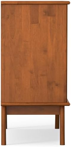 SIMPLIHOME Draper 50" Wide Solid Wood 3-Door Buffet in Teak Brown