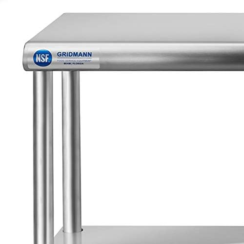GRIDMANN NSF Stainless Steel Commercial Kitchen Prep & Work Table Plus A ...