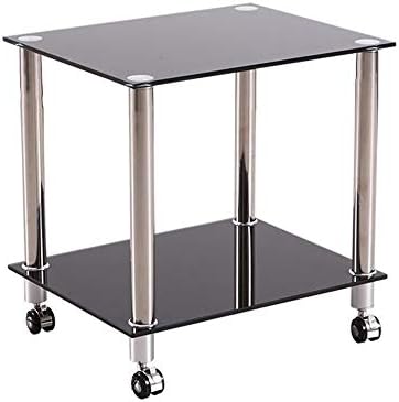 Telephone Table, Sofa Side Table,Square Tempered Glass Small Coffee Table,Tel...
