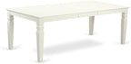 East West Furniture LGSI7-LWH-15 7 Piece Dining Room Set Consist of a Rectangle Wooden Table with Butterfly Leaf and 6 Baby Blue Linen Fabric Parson Dining Chairs, 42x84 Inch, Linen White