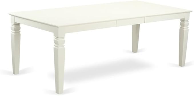 East West Furniture LGSI7-LWH-15 7 Piece Dining Room Set Consist of a Rectangle Wooden Table with Butterfly Leaf and 6 Baby Blue Linen Fabric Parson Dining Chairs, 42x84 Inch, Linen White