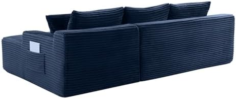 Blue Oversized Sectional Couches with Ottoman. Right Face Chaise | L shaped m...