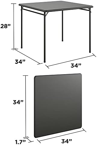 COSCO 34" Square Vinyl Top Folding Card Table, Black