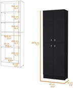 71" Tall Kitchen Pantry Cabinet with Storage,4-Door Wooden Cupboard Credenza Bufffet Cabinet, Freestanding Kitchen Hutch for Living Room, Dining Room,Black