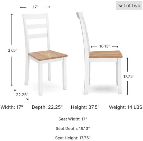Signature Design by Ashley Dining Chairs, Set of 2, White Farmhouse