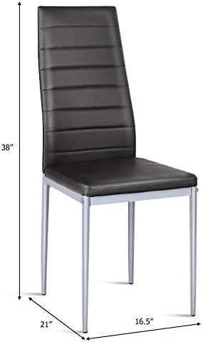 COSTWAY Set of 4 Dining Chairs, Upholstered Armless Chairs with Waterproof PV...