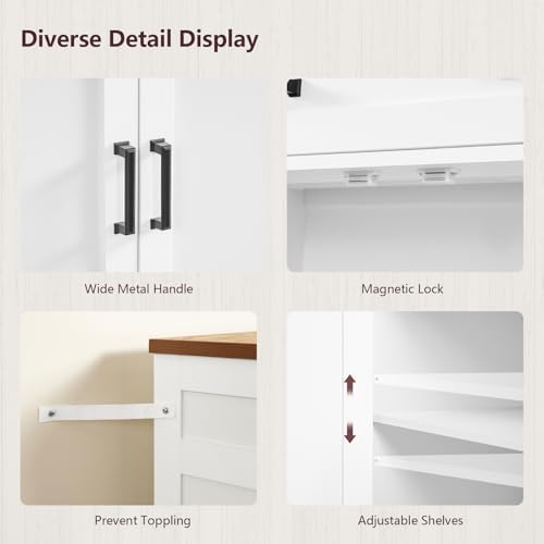 usikey 63" Buffet Cabinet with Storage, Sideboard Cabinet with 2 Adjusta...