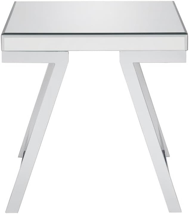 Pemberly Row 3-Piece Coffee Table Set, Mirrored Glass Tops, Chrome Metal Base...