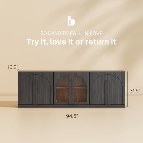 BELLEZE Bijou 3-Piece Modular Sideboard Buffet Cabinet - Ebony
