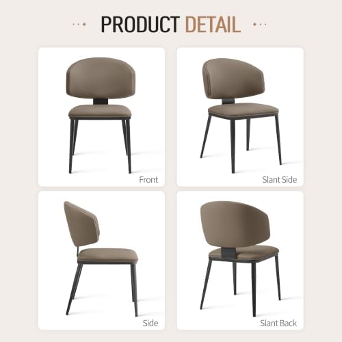 Dining Chairs Set of 6, Faux Leather Dining Chairs, Milk Coffee