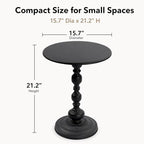 Vintage Matte Black Round Metal Side Table Set of 2 for Living Room, Office | End Tables, Nightstand, Drink and Coffee Accent Tables, Decorative Sofa Bedside Tables for Small Space, Bedroom, Apartment