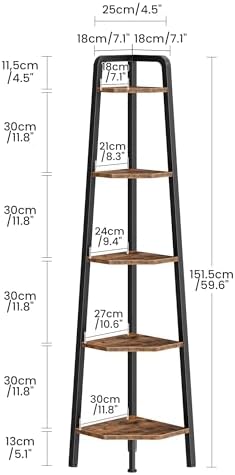 CHOEZON Corner Shelf, 5-Tier Ladder Corner Shelf, Ladder Bookshelf, 59.6&quot...