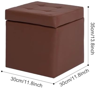 Bonded Leather Square Cube Storage Ottoman,12x12x14inch,Upholstered Foot Rest...