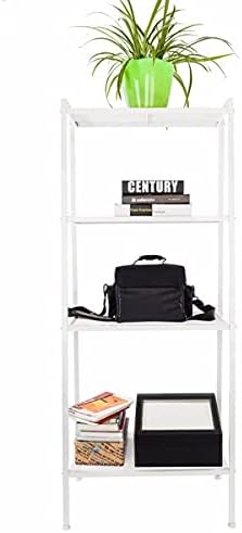 4-Tier Iron Ladder Bookshelf, 60 x 35 x 147 cm, Ivory White | Up to 88 lbs Load Capacity, Wide Storage Design, Easy Installation, Home & Office Use, Sturdy Iron Frame