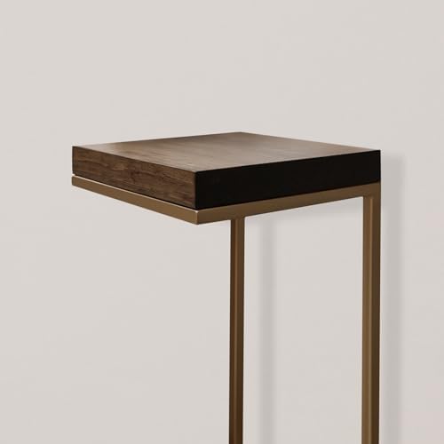 Urbandi C Shape Rustic Side Table for Living Room Couch Tray, Nightstand for ...