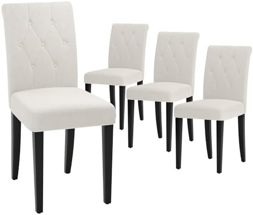 Welzona Upholstered Dining Chairs Set of 4, Button Tufted Parsons Dining Chai...