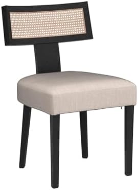 HNY Mid Century Modern Rattan Dining Chairs Set of 4, Farmhouse Linen Upholst...
