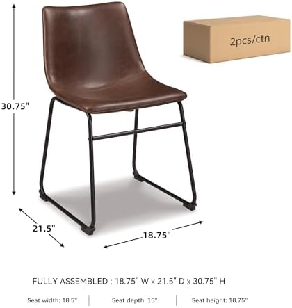 Signature Design by Ashley Centiar Mid-Century Dining Chair Set of 2, Brown |...