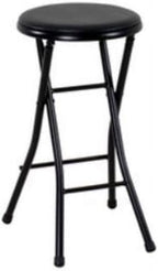 24" Vinyl Padded Folding Stool, Black